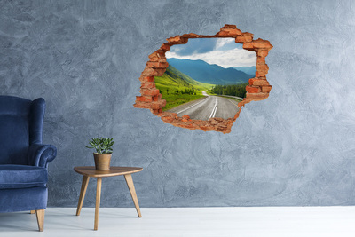 Hole wall sticker A picturesque road in the mountains