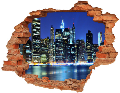 Hole in the wall decal New York skyline at night