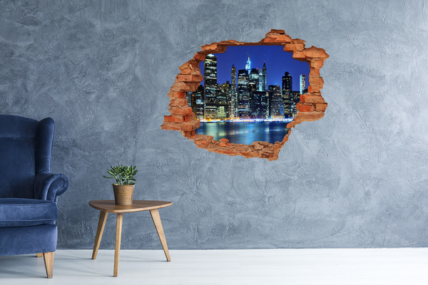Hole in the wall decal New York skyline at night