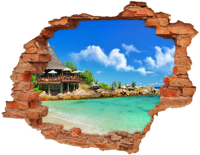 Hole wall sticker Seychelles beach