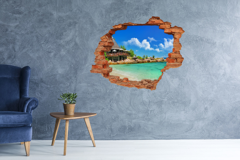 Hole wall sticker Seychelles beach