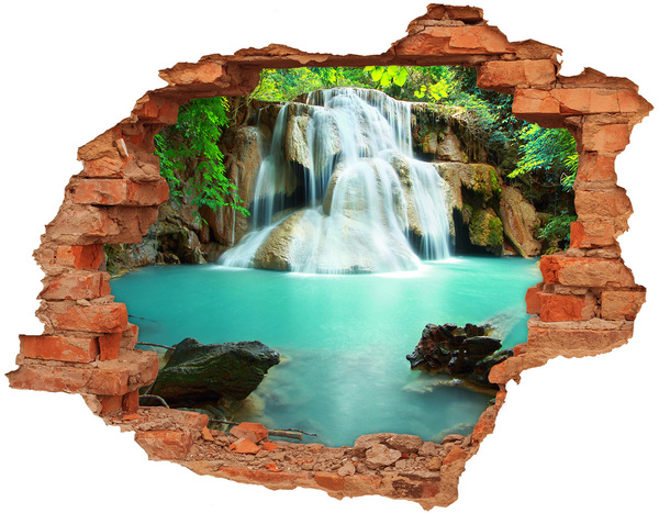Hole wall sticker A waterfall in a tropical paradise