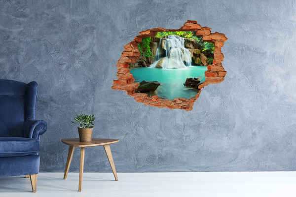 Hole wall sticker A waterfall in a tropical paradise