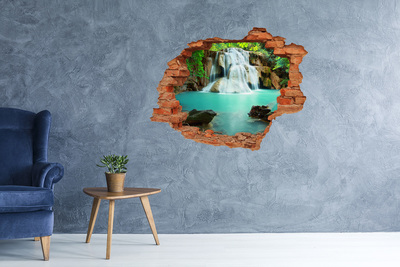 Hole wall sticker A waterfall in a tropical paradise