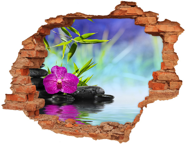 3D wall hole An oasis of peace with an orchid