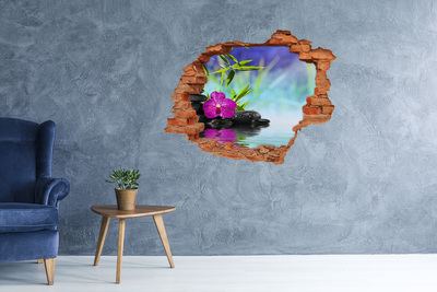 3D wall hole An oasis of peace with an orchid