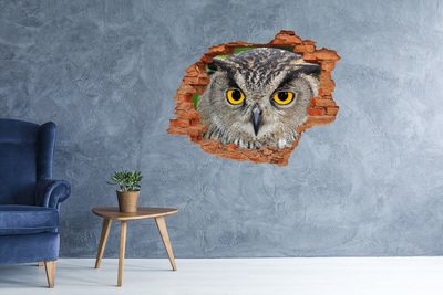 Hole wall sticker Owl in concrete