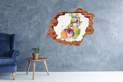 Hole in the wall sticker Fruit cocktail on ice