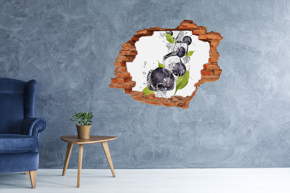 3D wall hole wallpaper Ice berries