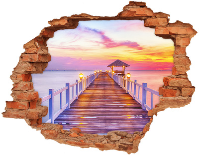 Hole wall sticker Sunset over the pier