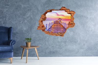Hole wall sticker Sunset over the pier