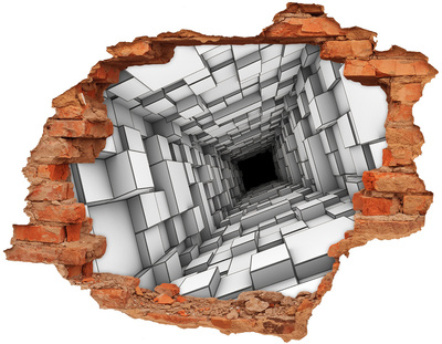 Hole in the wall sticker Tunnel from cubes