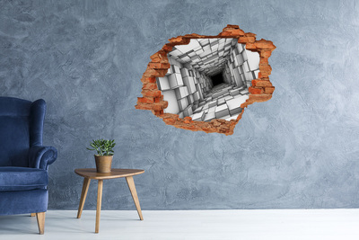 Hole in the wall sticker Tunnel from cubes