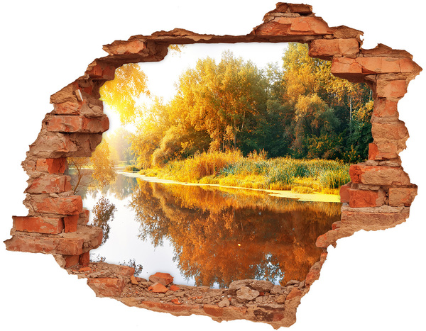 Hole in the wall decal Autumn landscape by the river