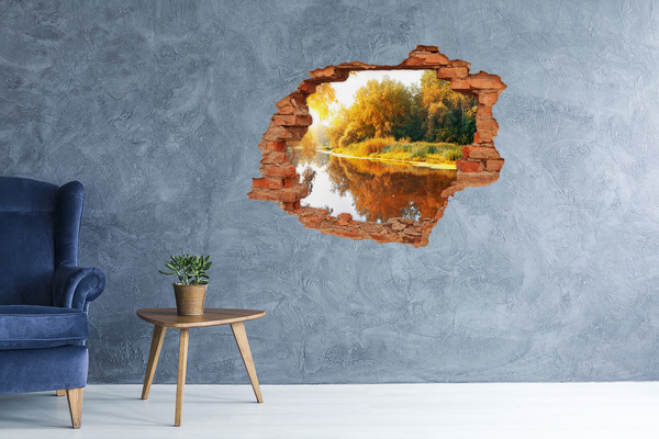 Hole in the wall decal Autumn landscape by the river