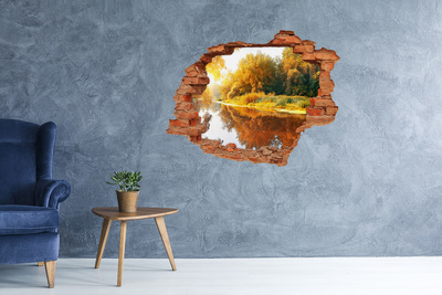Hole in the wall decal Autumn landscape by the river