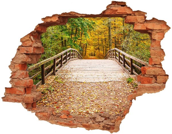 Hole in the wall decal Bridge in the Forest Autumn