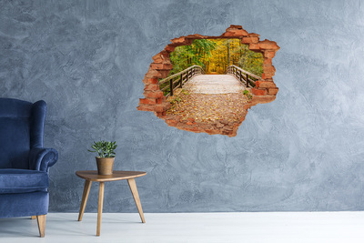 Hole in the wall decal A bridge in the autumn forest