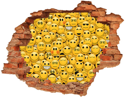 Hole in the wall decal Smiling Emojis in a Hole in the Wall