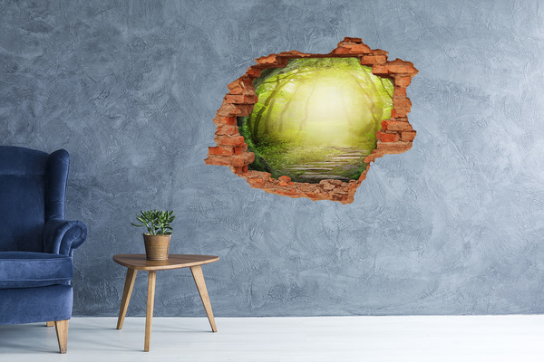 3D wall hole wallpaper Tunnel of trees