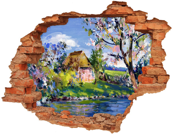 Hole in the wall sticker Spring landscape