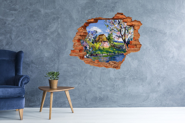 Hole in the wall sticker Spring landscape