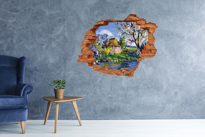 Hole in the wall sticker Spring landscape