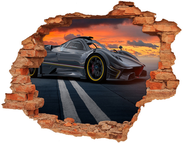 Hole in the wall decal A racing car on the track