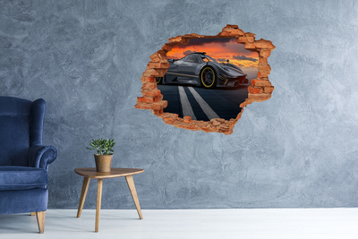 Hole in the wall decal A racing car on the track