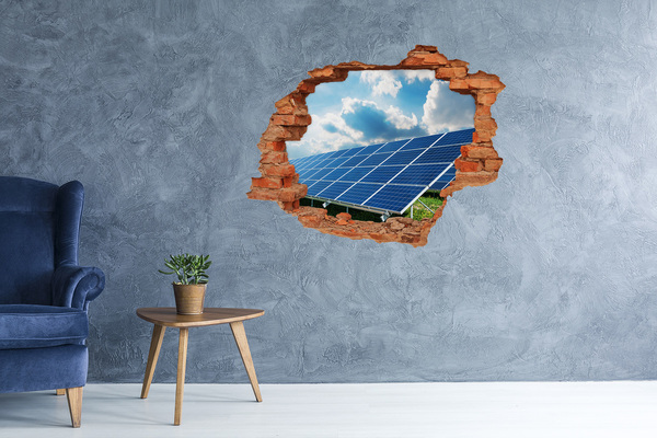 Hole wall sticker Solar panels in the clouds