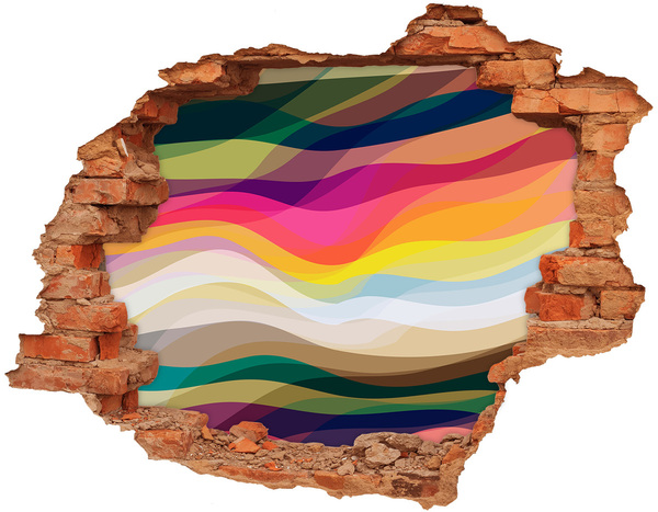 Hole in the wall sticker Colorful waves on a concrete background