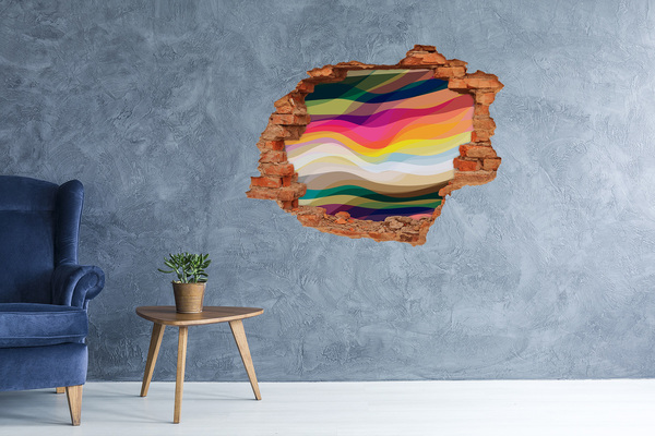 Hole in the wall sticker Colorful waves on a concrete background