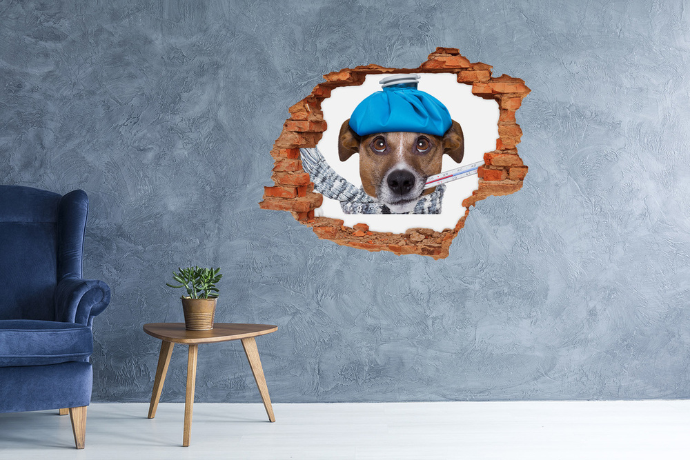 Hole in the wall sticker Sick dog