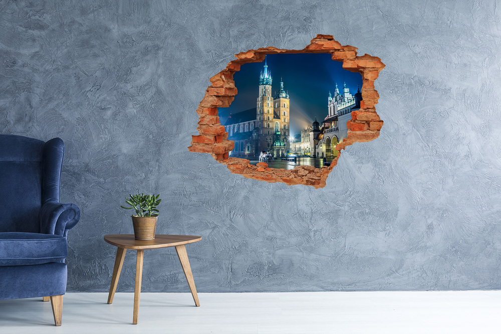 Hole in the wall decal Krakow at night