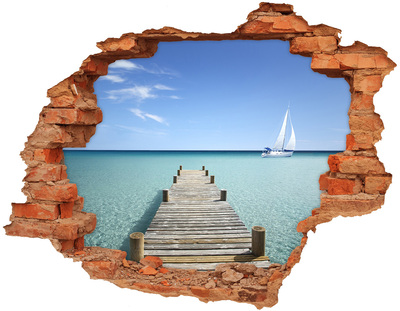 3D wall hole Pier over the turquoise sea