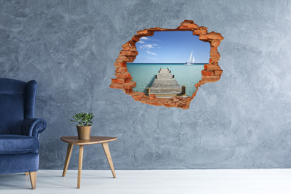 3D wall hole Pier over the turquoise sea