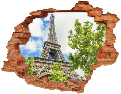 3D wall hole The Eiffel Tower in Paris
