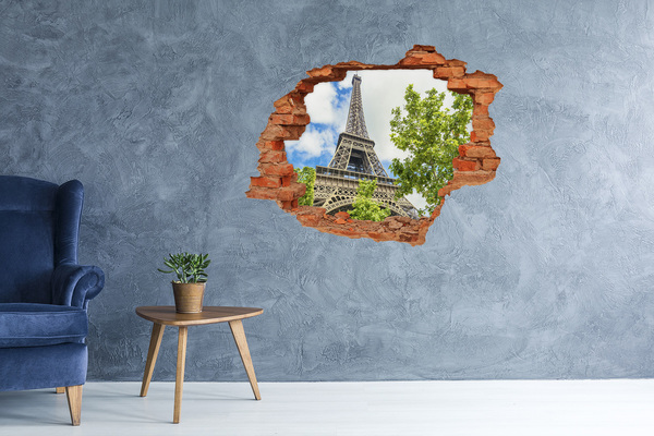 3D wall hole The Eiffel Tower in Paris