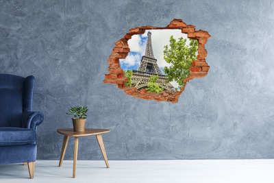 3D wall hole The Eiffel Tower in Paris