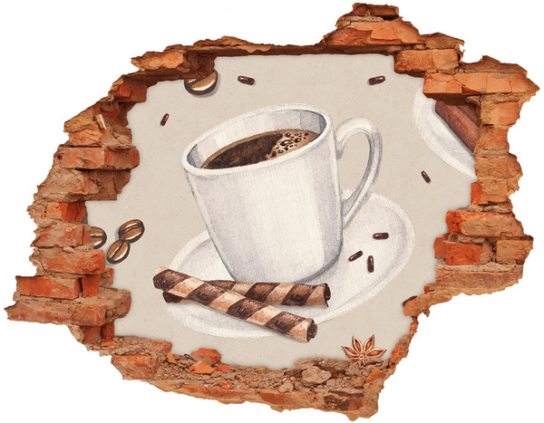 Hole wall sticker Coffee with cookies