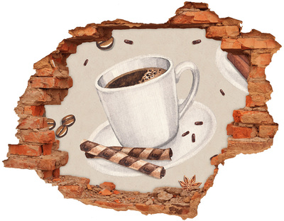 Hole wall sticker Coffee with cookies