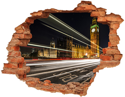 Hole wall sticker London landmarks at night