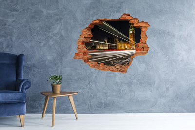 Hole wall sticker London landmarks at night
