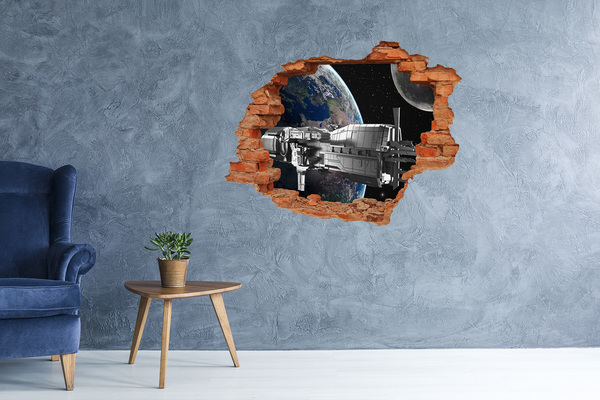 Hole in the wall decal A spaceship in the sky