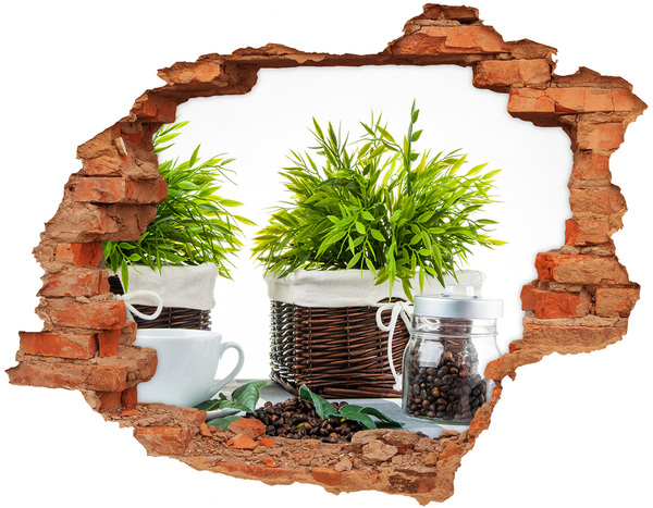 Hole in the wall decal House motive with coffee