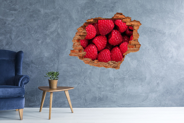 Hole in the wall sticker Raspberries in concrete