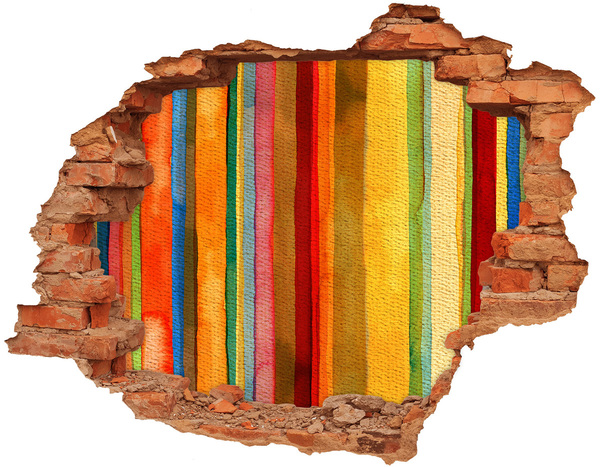 Hole in the wall sticker Colorful stripes in a damaged wall