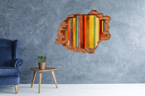 Hole in the wall sticker Colorful stripes