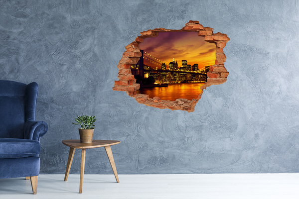 Hole in the wall sticker New York skyline at sunset