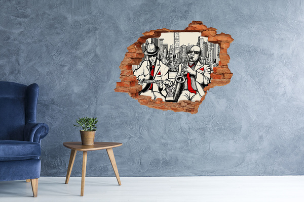 3D wall hole wallpaper Jazz scene in the city